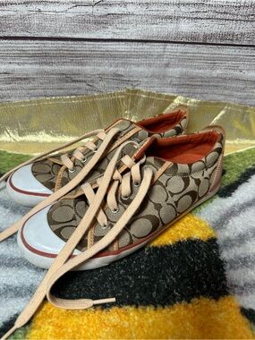 Coach Monogram Canvas Sneakers in Khaki and Tan Y2K